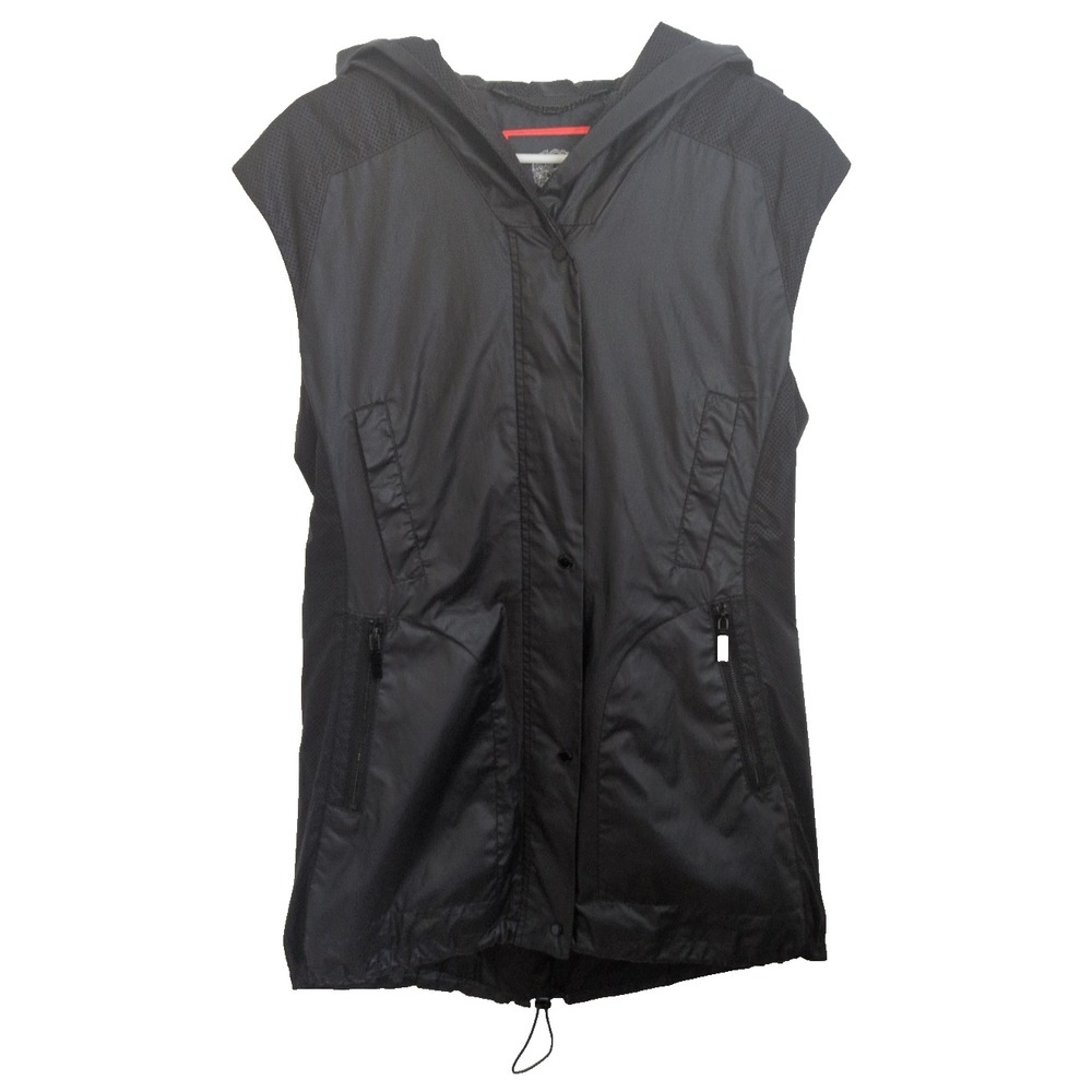 Vince Camuto Black Vest Women's Size M Cap Sleeves Mesh Pockets City Biker Goth
